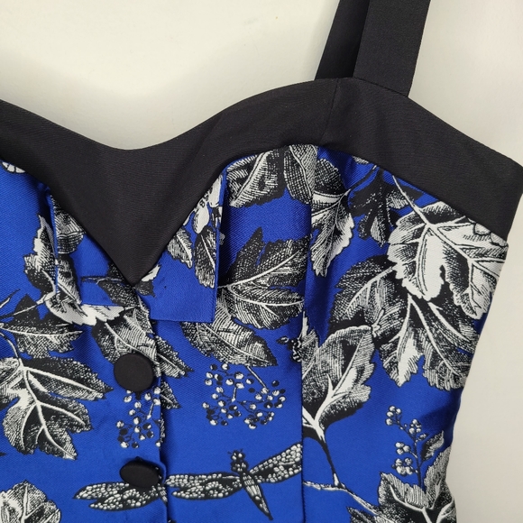 NWT CAROLINA HERRERA Resort 2021 Floral Jacquard Midi Dress - Cobalt Blue Size 8 - Picture 6 of 16